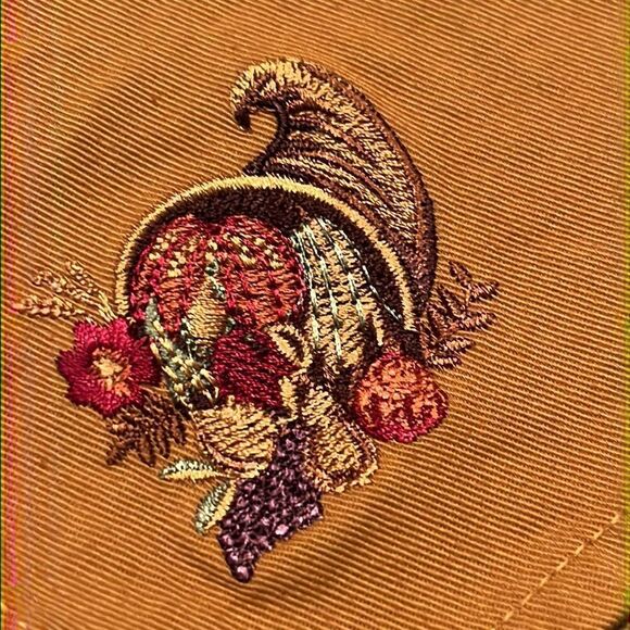 Thanksgiving Set of (3) Mustard Napkins w/ Custom Cornucopia Embroidery - Picture 7 of 11